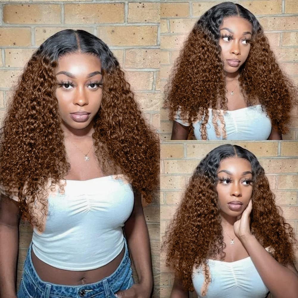 Brown Echthaar Perücke Water Wave V Part Human Hair Wig For Women High light Culy V Part Half Wig Hu