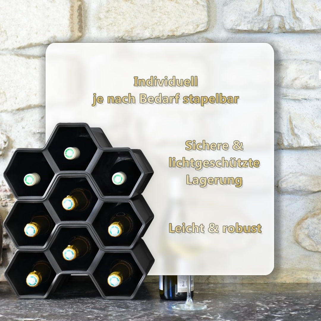 Stimo Weinregal für 9 Flaschen stapelbar Flaschenregal Kunststoff Getränkeregal erweiterbar (3), 3