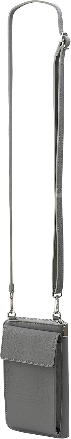 SH Leder Damen Handytasche Umhängetasche Geldbörse Multifunktion Beutel aus Echtleder Verstellbar Sc