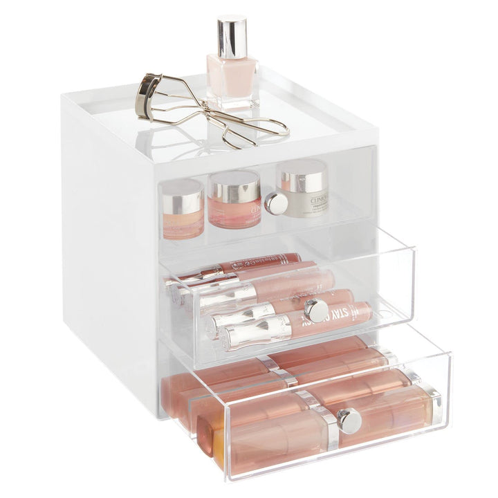 mDesign Make-up Organizer – Schminkaufbewahrung mit 3 Schubladen für Lidschatten, Lippenstift & Co.