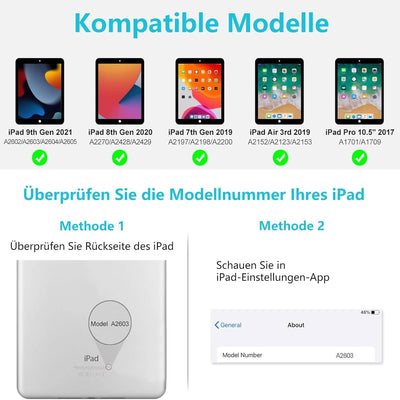 TQQ Tastatur Hülle für iPad 10.2 Zoll (9/8/7 Generation), für iPad Air 3rd und iPad Pro 10.5, Wieder