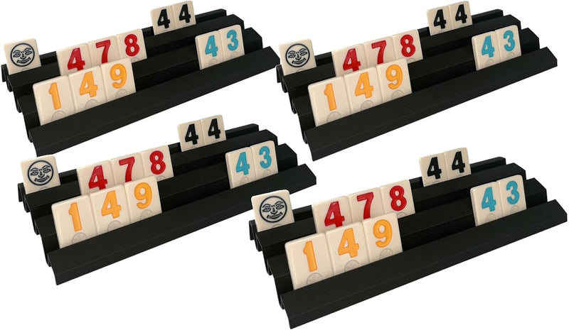 Feldherr 4er Set Ablagebretter aus Kunststoff kompatibel mit Rummikub XXL - 3 Slots - Halterungen -