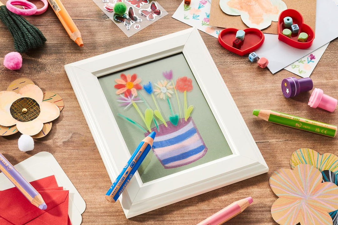 Buntstift, Wasserfarbe & Wachsmalkreide - STABILO woody 3 in 1 - 18er Pack mit Spitzer - mit 18 vers