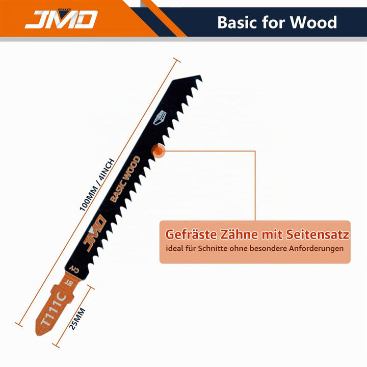 JMD 30 x T111C Holz Stichsägeblätter Set 100mm 8TPI Sägeblätter Stichsäge für Holz und Kunststoffsch