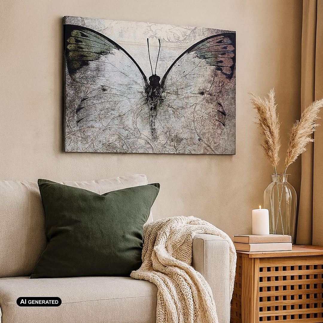 Bilder auf Leinwand 100x70cm Leinwandbild Schmetterling Abstraktion Gross Wanddeko Bild Schlafzimmer
