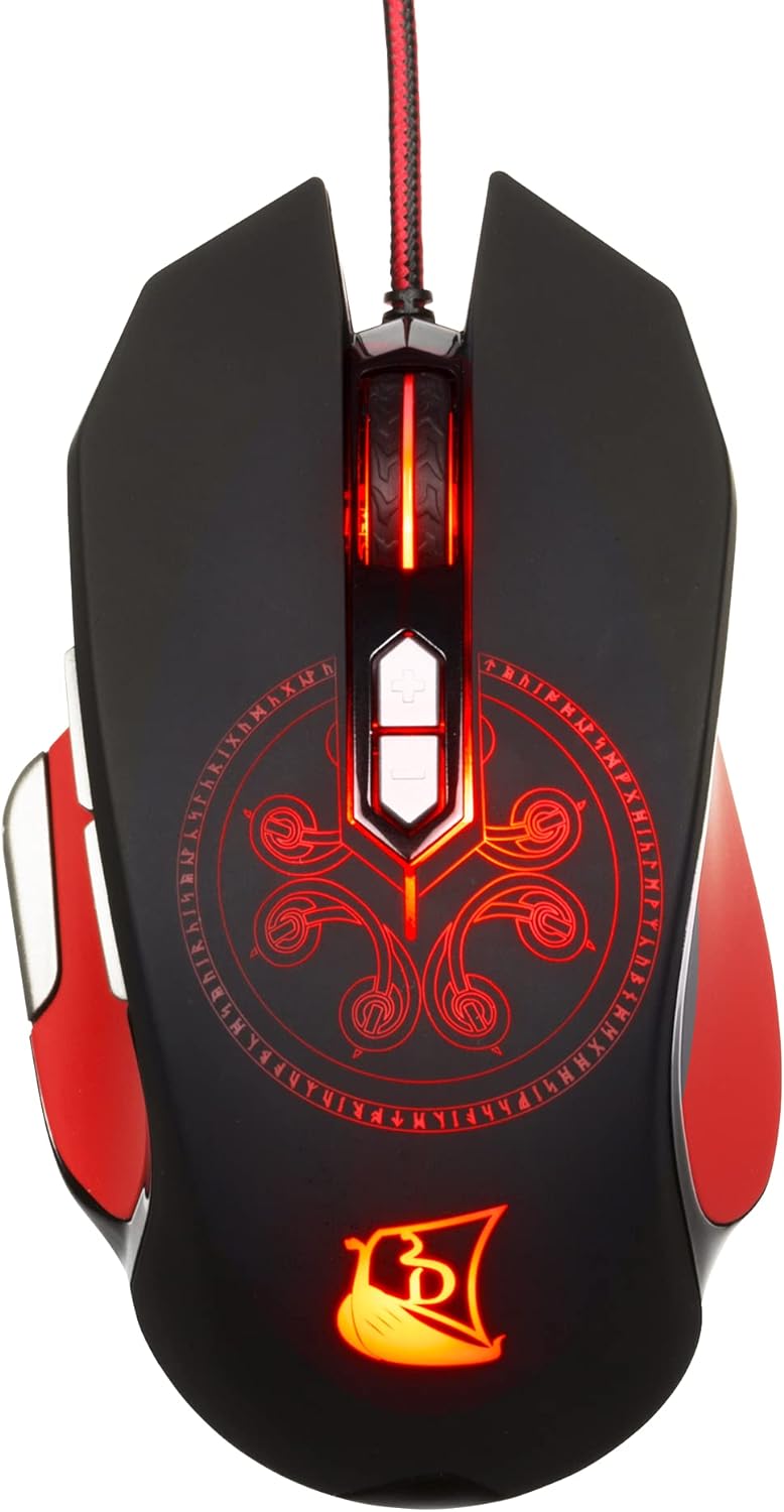 Konix Drakkar Fadenmaus Heimdall für PC - 9 Tasten - 4.000 DPI Auflösung - 1,7 m Kabel - 5-Farb-Hint