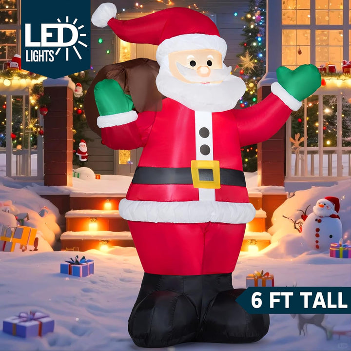 Joiedomi 1.8M/ 6FT Weihnachten aufblasbare Santa mit Geschenk-Sack, Blow Up Xmas aufblasbare Dekorat