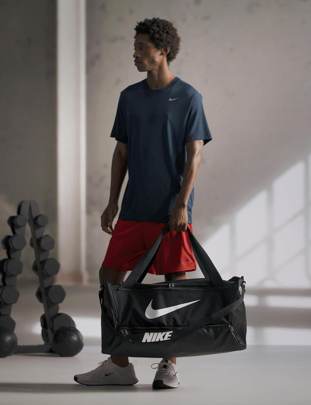 Nike Brasilia 9.5 Trainingstasche (Medium, 60 l), DH7710 Black/Black/White Einheitsgrösse, Black/Bla