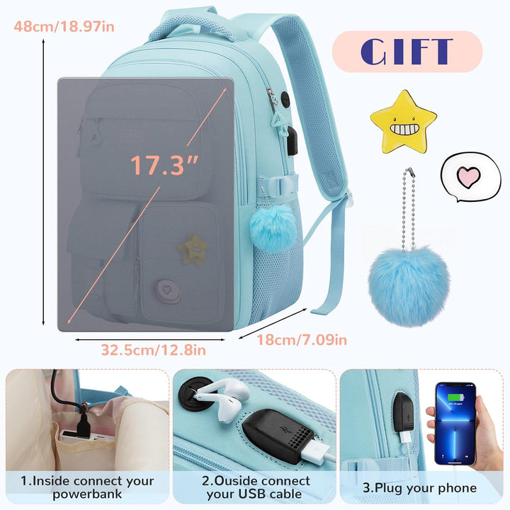 kadilong 17,3 Zoll Schulrucksack Mädchen Teenager Schultasche Studenten Schulranzen Studium,Rucksack