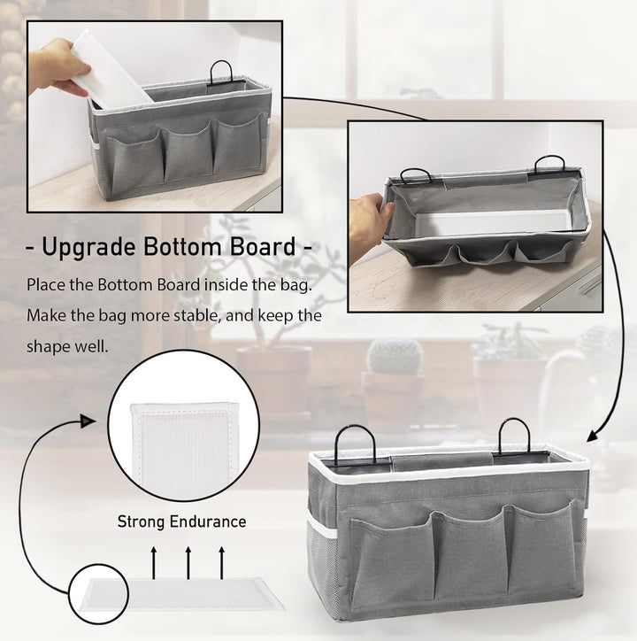 Grosse Wand-Organizer-Tasche mit 3 Taschen, Leinenstoff, Aufbewahrungskörbe mit Taschen, wasserdicht
