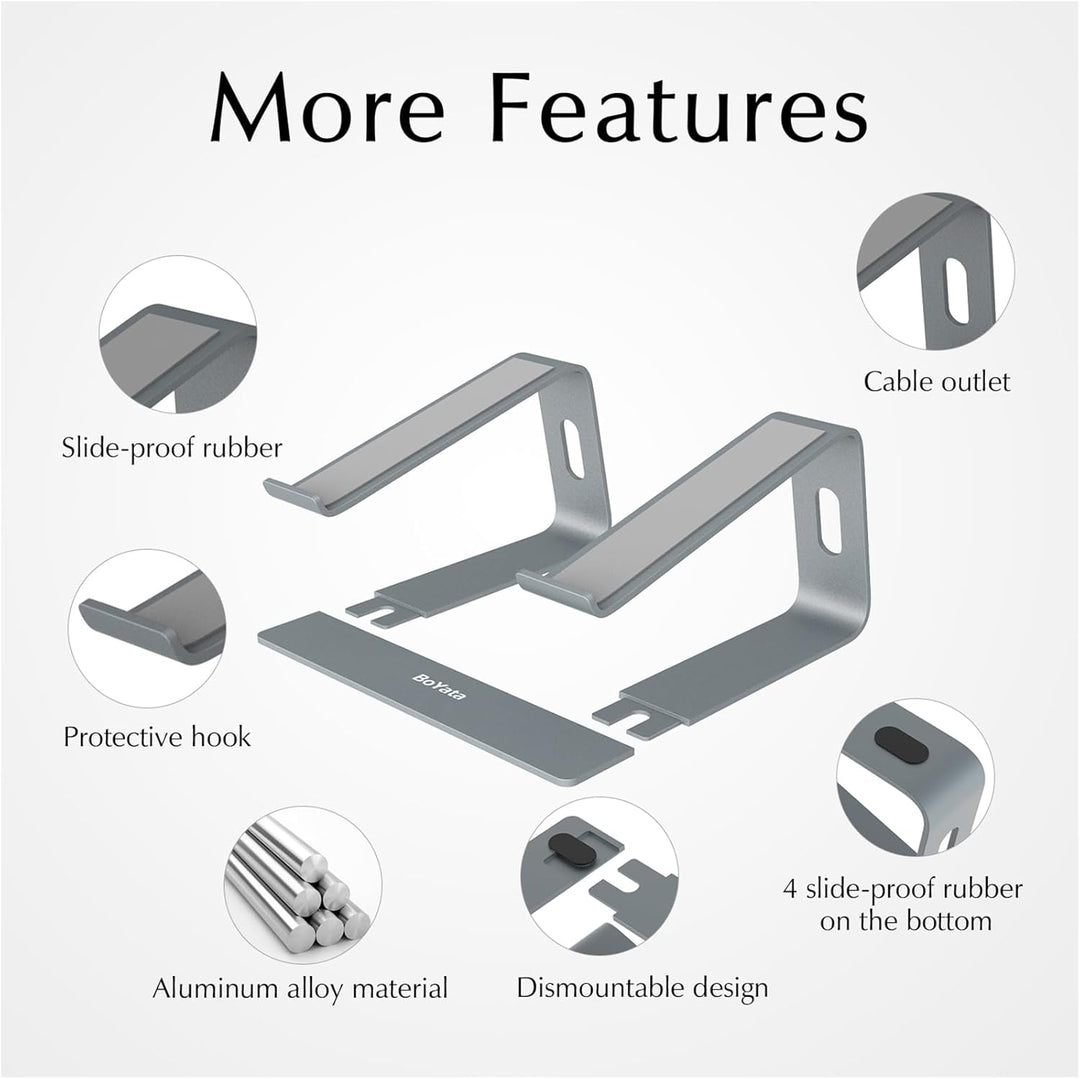 BoYata Laptop Ständer, Ergonomisch Aluminium Notebook Ständer, Tragbarer Belüfteter Laptop Halterung