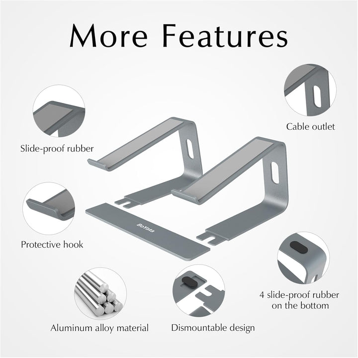 BoYata Laptop Ständer, Ergonomisch Aluminium Notebook Ständer, Tragbarer Belüfteter Laptop Halterung