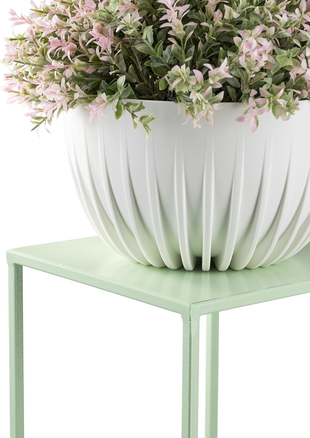 HowHomely Blumenständer Metall Grünblau 40 cm Hoch - Solider und Robuster Blumenhocker Metall - Pfla