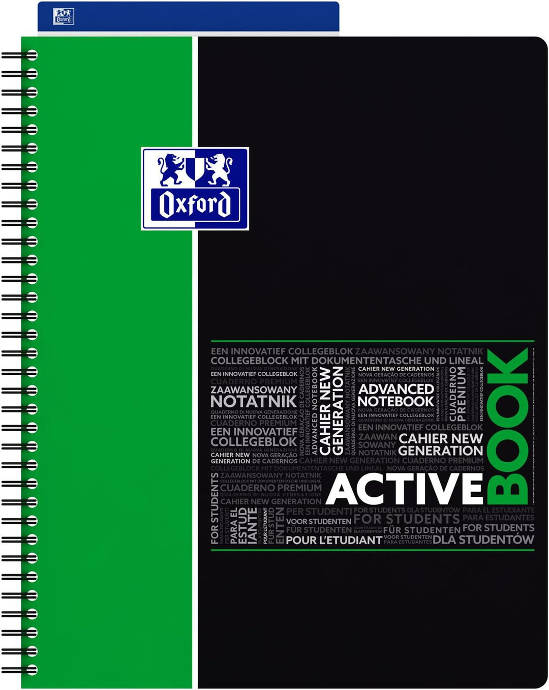 OXFORD 400019520 Activebook Studium 5er Pack mit 4 Farben Digitaler Collegeblock A4 kariert 80 Blatt