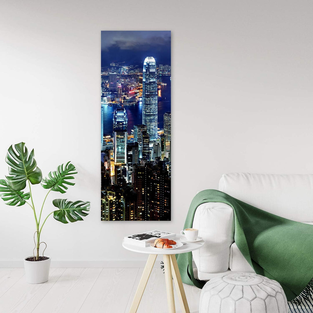 Wanddeko Wolkenkratzer Kunst modern Bilder abstrakt Blau 40x120 cm M14256 40x120 cm, M14256 40x120 c