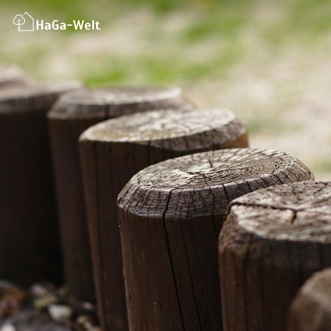 HaGa® Palisade Holzpalisade 8cmØ x 50cm Höhe - 10 St. Holzpfahl Baumpfahl Pfahl - Zaunpfahl aus Kief