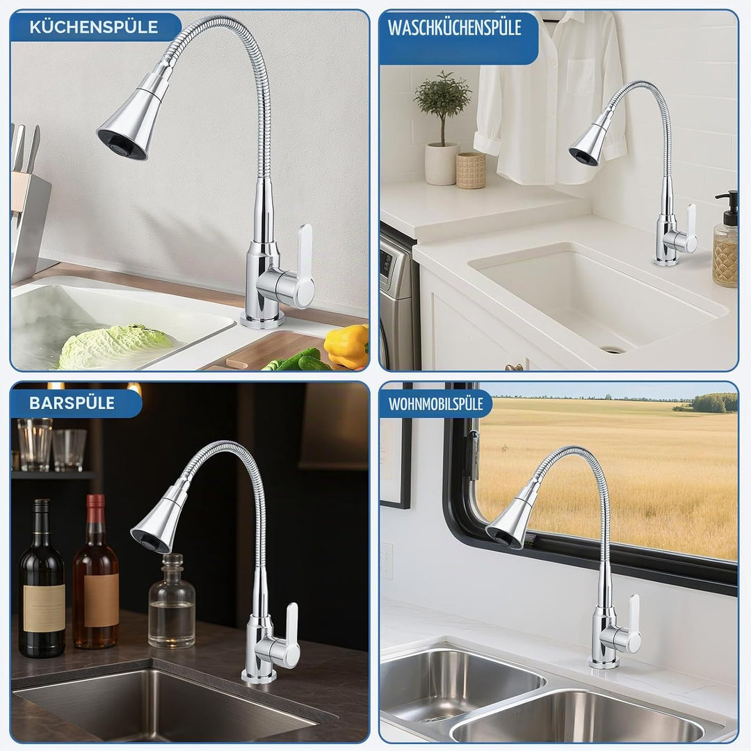 Wasserhahn Küche, Küchenarmatur 360° Schwenkbar, Küchenarmaturen Zwei Sprühfunktionen, Spülarmaturen