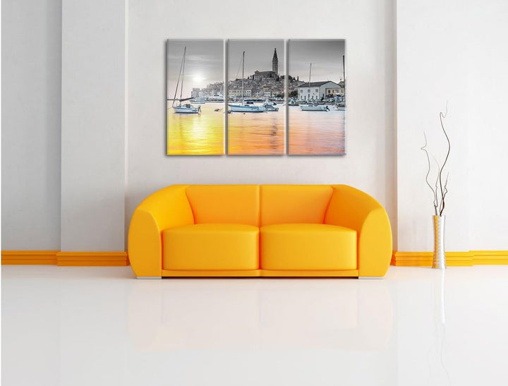 Pixxprint Kroatische Hafenstadt als Leinwandbild/Grösse: 3 Teilig (120x80) cm/Wandbild/Kunstdruck/fe