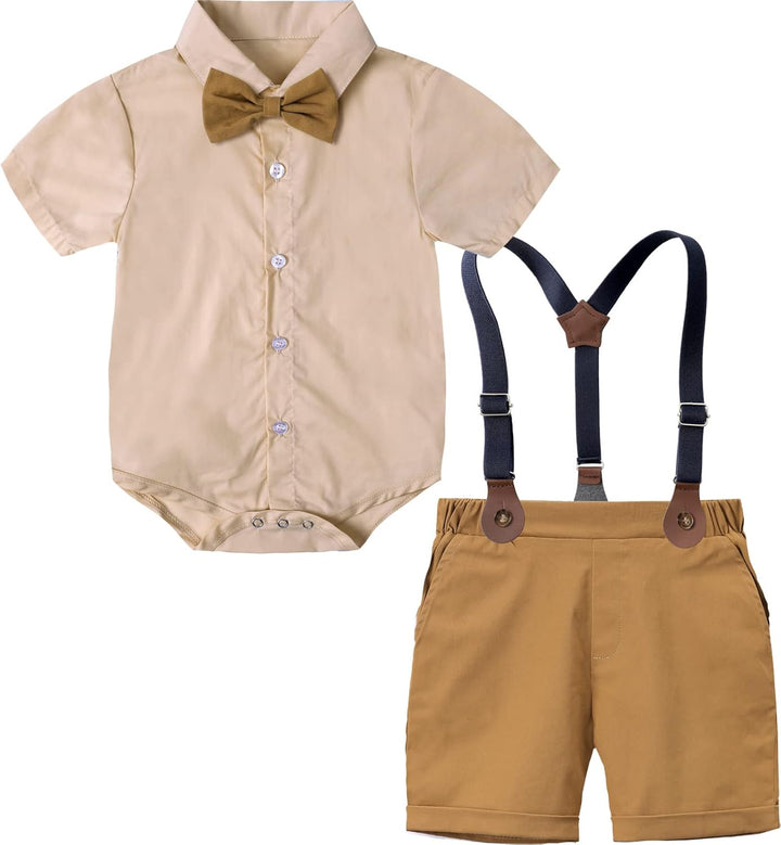 mintgreen Baby Junge Anzüge 2PCS Ostern Outfit Gentleman Hemd Hosen Satz mit Fliege Hosenträger 3-18