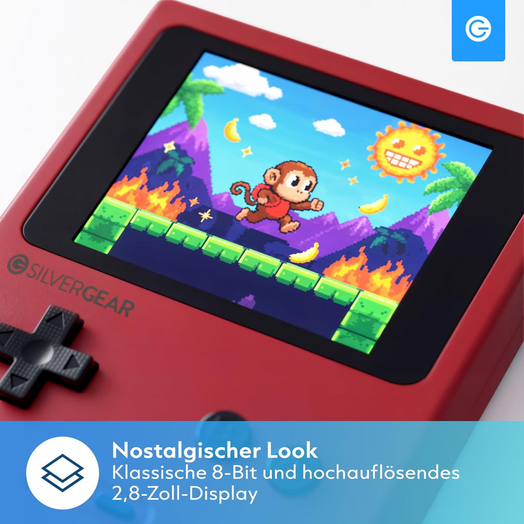 Silvergear® Analogue Pocket Konsole Retro | mit 240 Klassichen Spielen l Handheld Spielekonsole l Mi