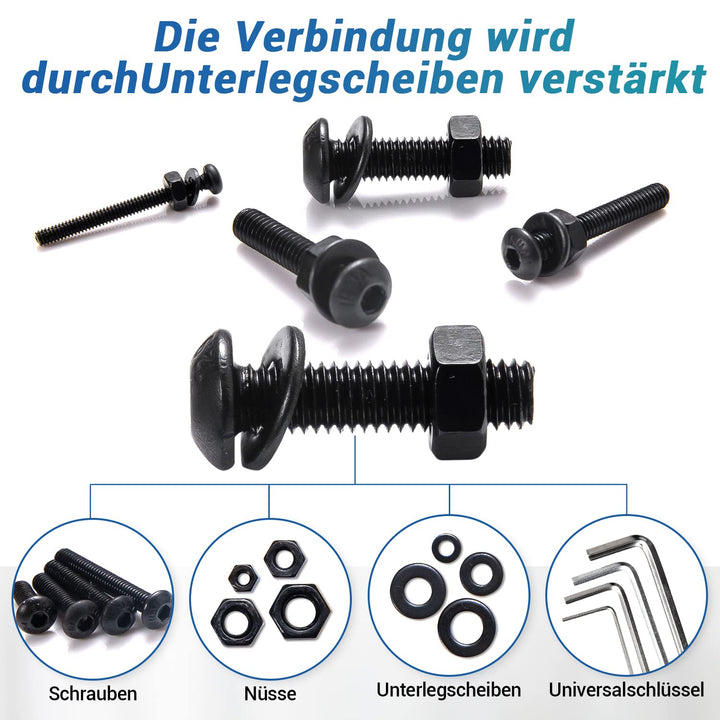 Schrauben Set NINDEJIN 1060PCS Kohlenstoffstahl Schrauben Muttern und Unterlegscheiben Sortiment Kit