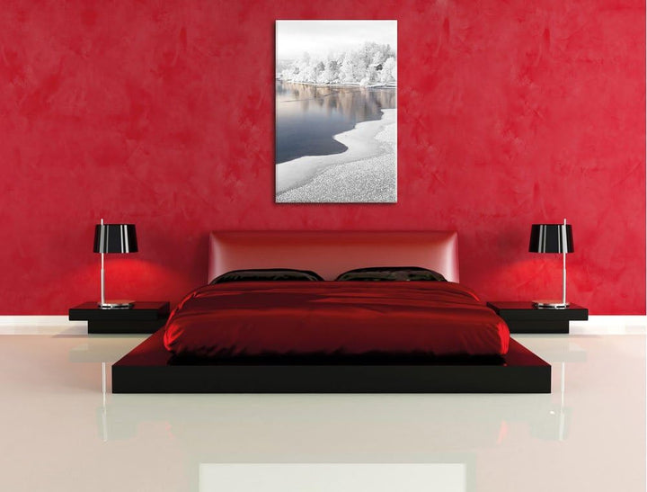 Pixxprint Traumhafte Winterlandschaft als Leinwandbild/Grösse: 120x80 cm/Wandbild/Kunstdruck/fertig