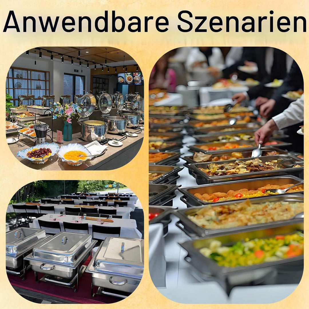 Chafing Dish Elektrisch, 9L Edelstahl Speisewärmer Buffetwärmer mit Touch-Temperaturregelung, Warmha