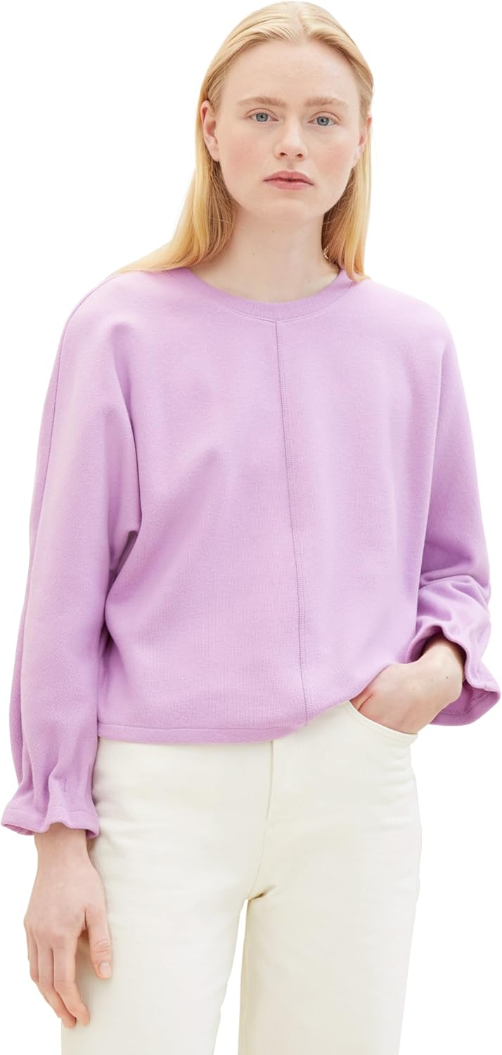 TOM TAILOR Denim Damen Sweatshirt M 12957 - Heather Purple, M 12957 - Heather Purple