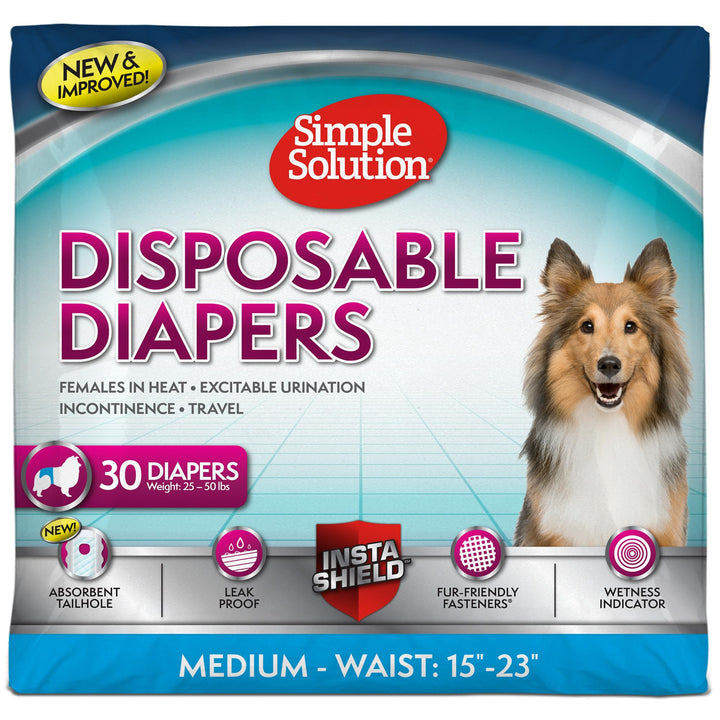 Simple Solution True Fit Einweg-Hundewindeln für Hündinnen, super saugfähig, mit Nässeindikator, Meh
