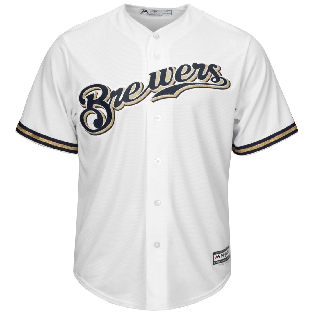 Majestic Milwaukee Brewers Cool Base MLB Trikot Jersey Home weiss M Weiss, M Wei&amp;