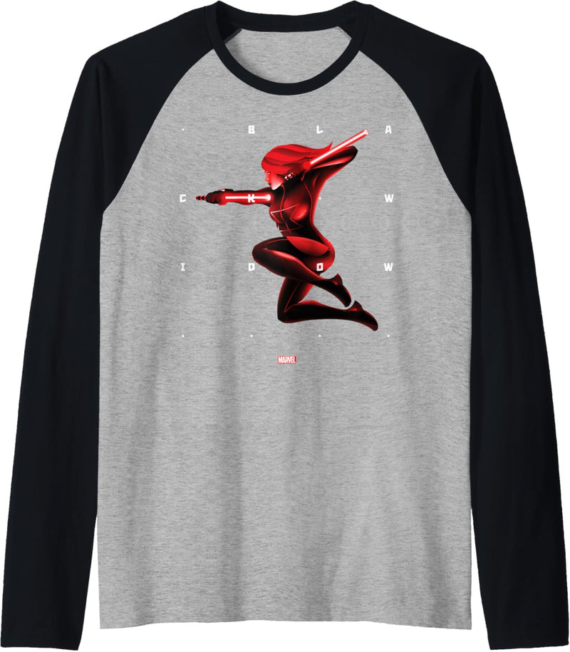 Marvel Black Widow Halftone Word Stack Portrait Raglan