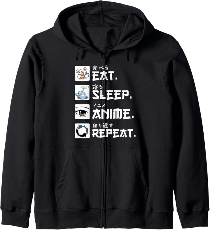 Japan Anime Eat Sleep Anime Repeat Kapuzenjacke
