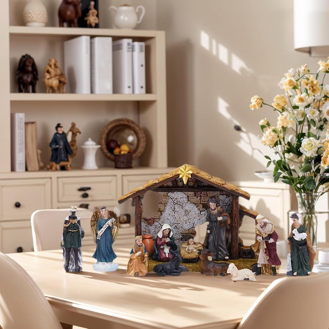 Generisch Krippenfiguren - Klassische Weihnachtskrippe, Religiöse Weihnachtskrippe Figuren Set Für S