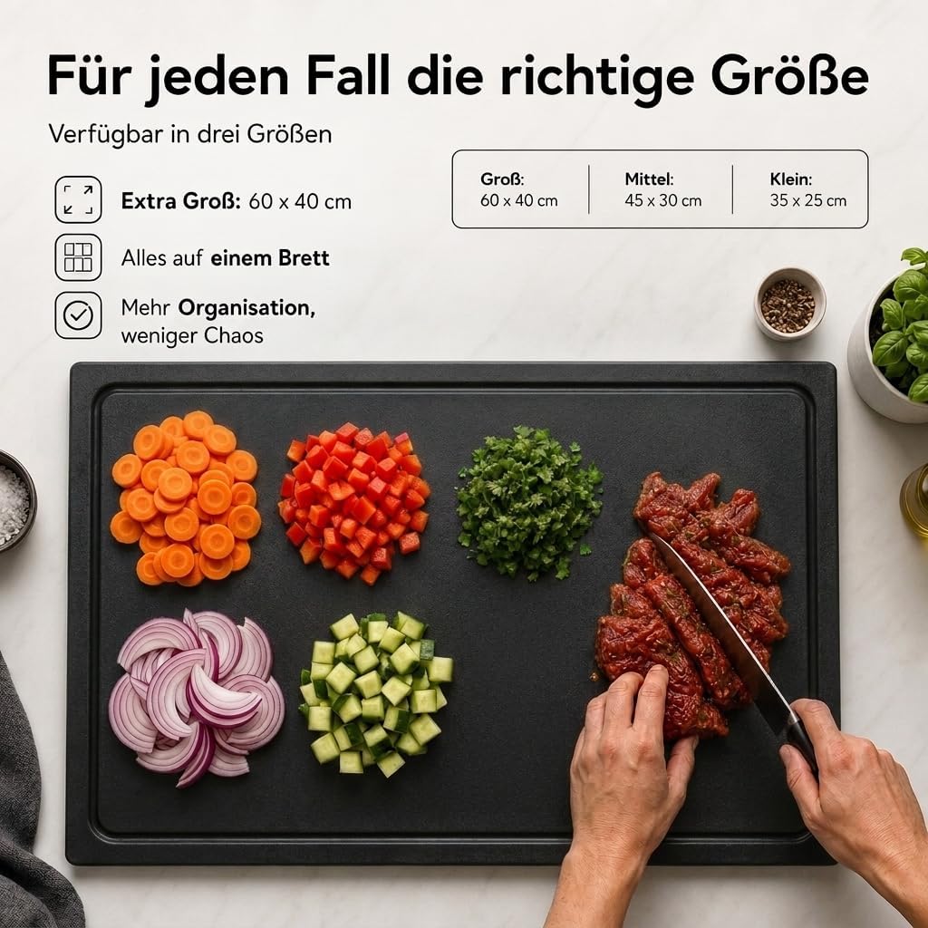 stabiles Schneidebrett Kunststoff Spülmaschinenfest, EXTRA dick, messerschonend | Farben & Grössen a