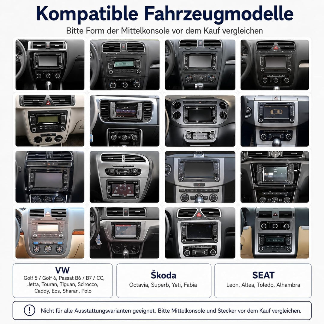Premium Android Autoradio 8GB+256GB für VW Touran 2003-2011 mit kabellosem CarPlay & Android Auto, D