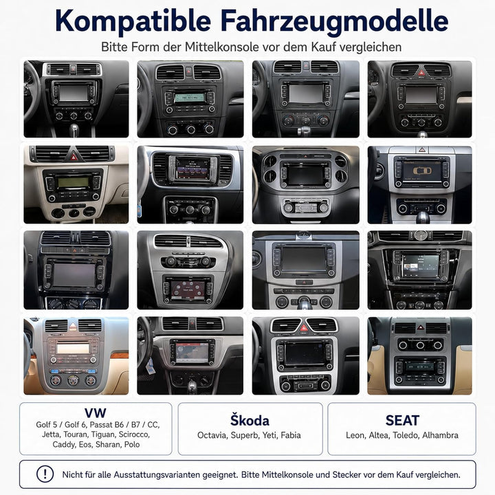 Premium Android Autoradio 8GB+256GB für VW Touran 2003-2011 mit kabellosem CarPlay & Android Auto, D