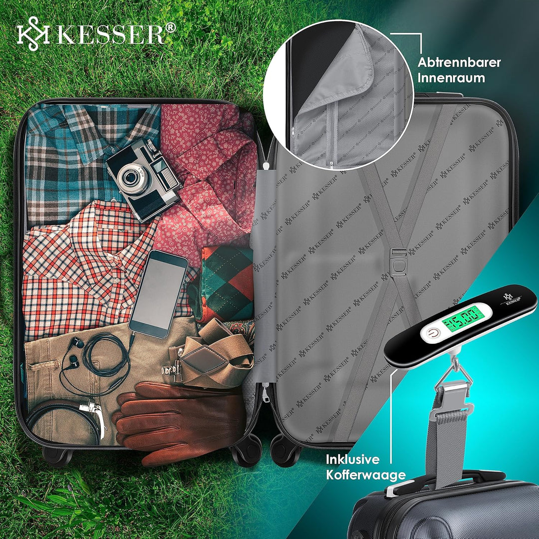 KESSER® Handgepäck Reisekoffer Hartschalen-Koffer Inkl. Kofferwaage + Gepäckanhänger Trolley Gepäck