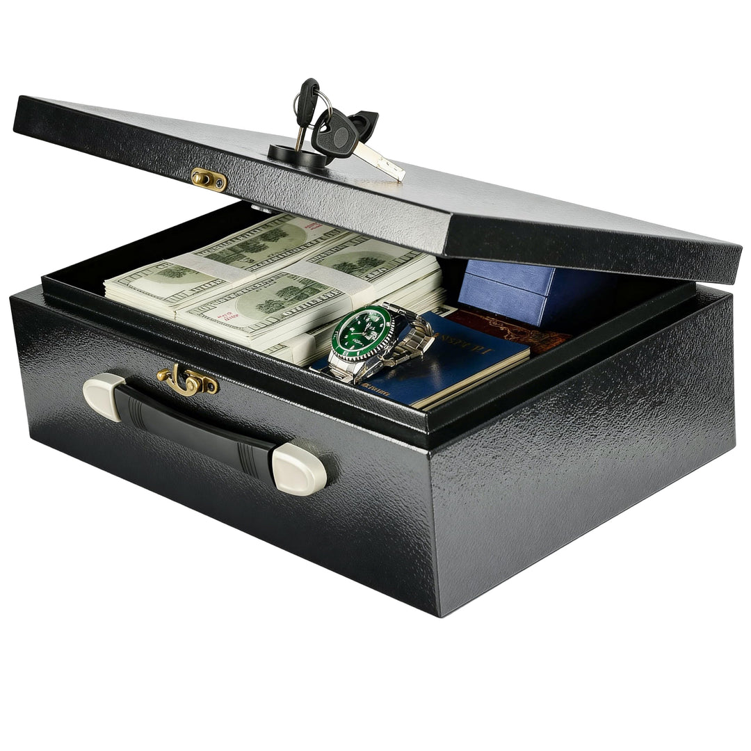 Tragbarer Safe – Feuerfeste Geldkassette 20L mit Tragegriff, Abschliessbare Box für Zuhause, Sichere