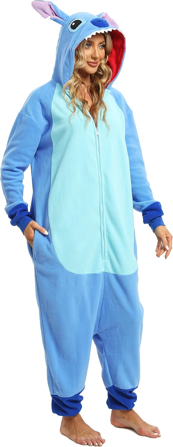 Tier Onesie Karneval Halloween Kostüm Cosplay Schlafanzüge Erwachsene S Zip Blue, S Zip Blue