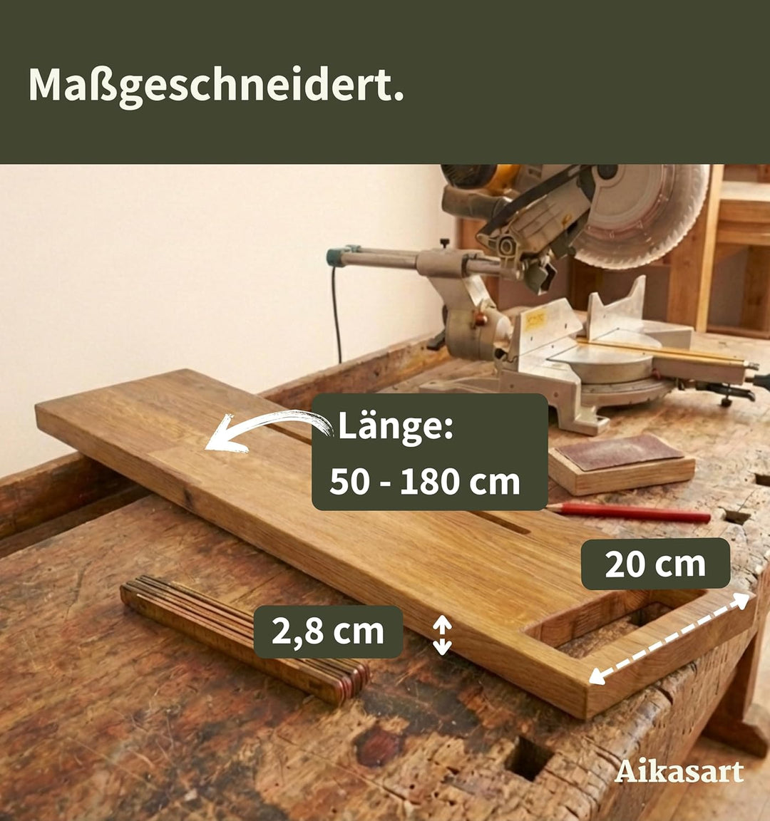 Badewannenablage Eiche mit Tablethalterung – Länge 50-180 cm – Wasserabweisend Dank natürlicher Öl-W