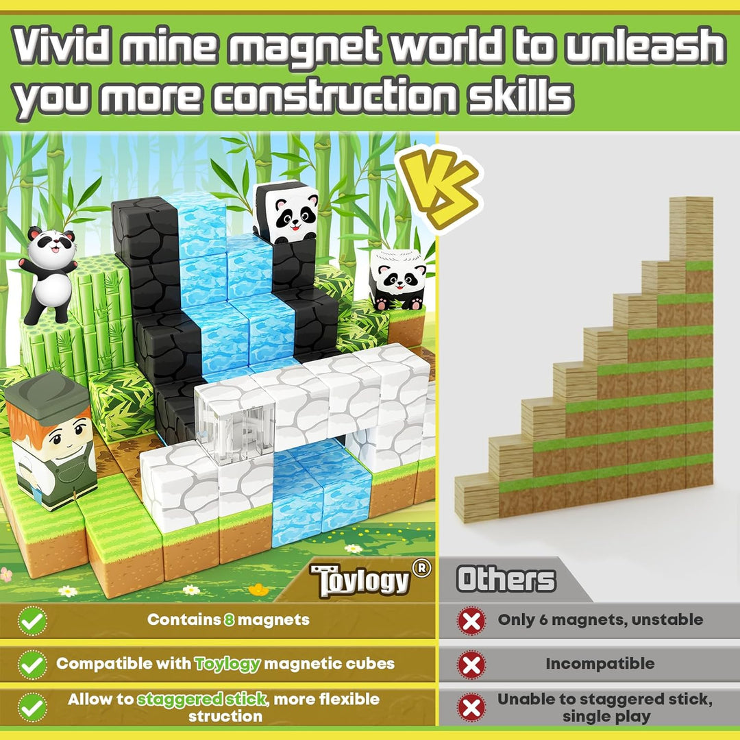 Magnetische Bausteine - Build Mine Magnete Welt Set, Magnet Panda magnet bausteine Magnetspiel für K