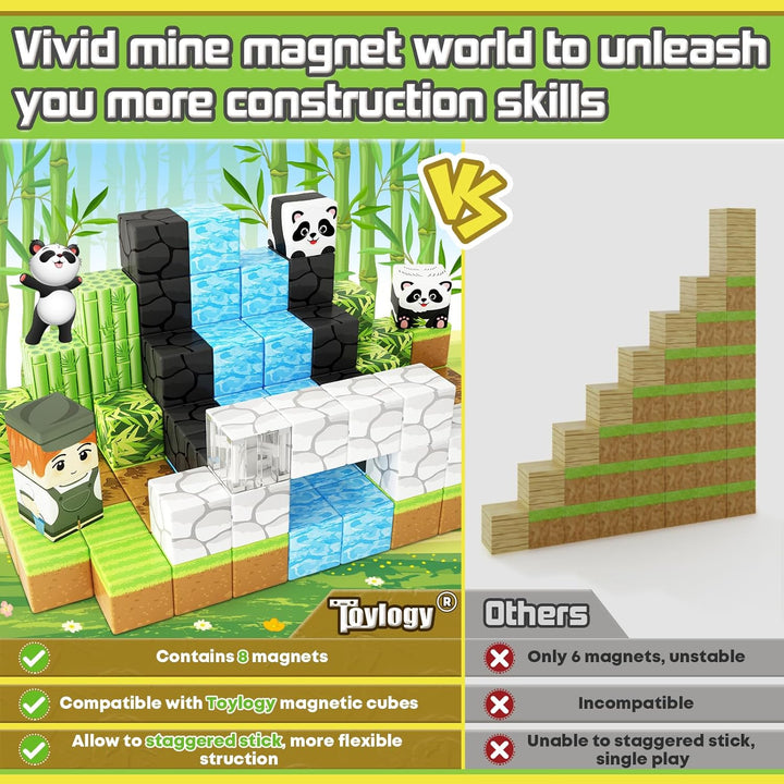 Magnetische Bausteine - Build Mine Magnete Welt Set, Magnet Panda magnet bausteine Magnetspiel für K