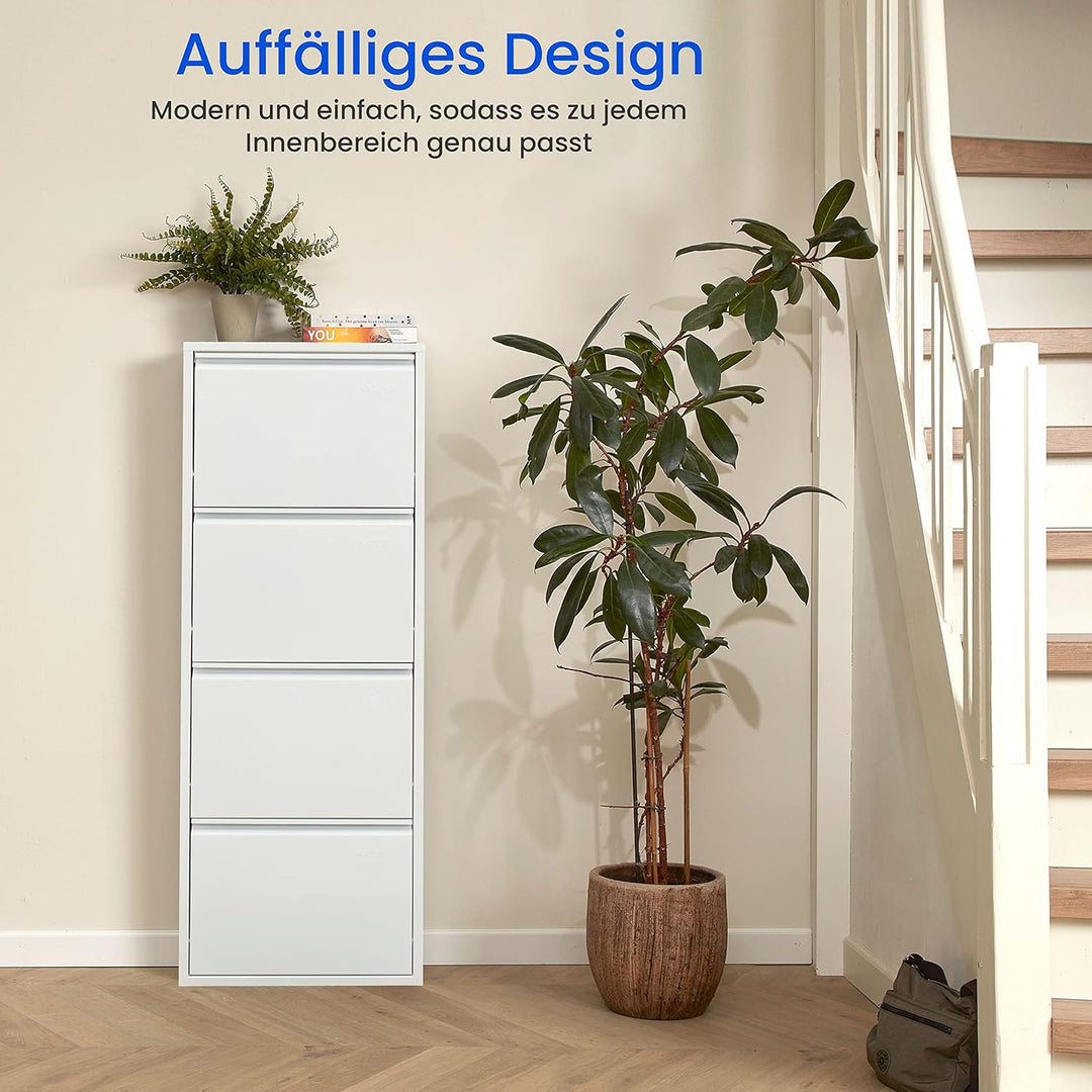 Schuhregal Schmal Metall Schuhschrank Hoch Schuhkipper mit Magnetische Abdeckung Metall Montiert Sch