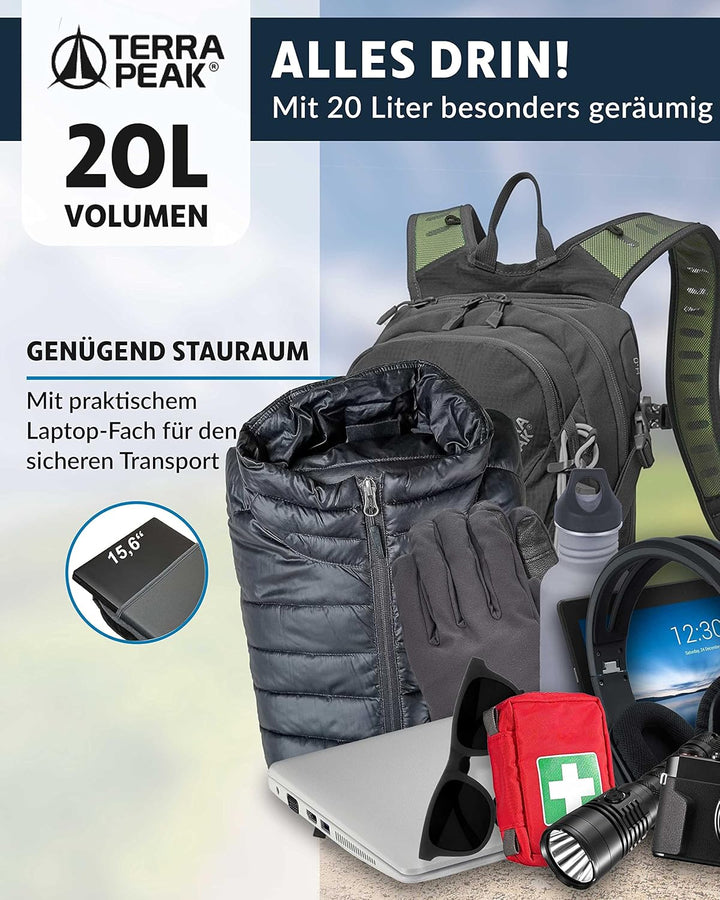 Terra Peak® Premium Wanderrucksack 20L (ACTIVE 20) Damen & Herren klein - Trekkingrucksack ergonomis