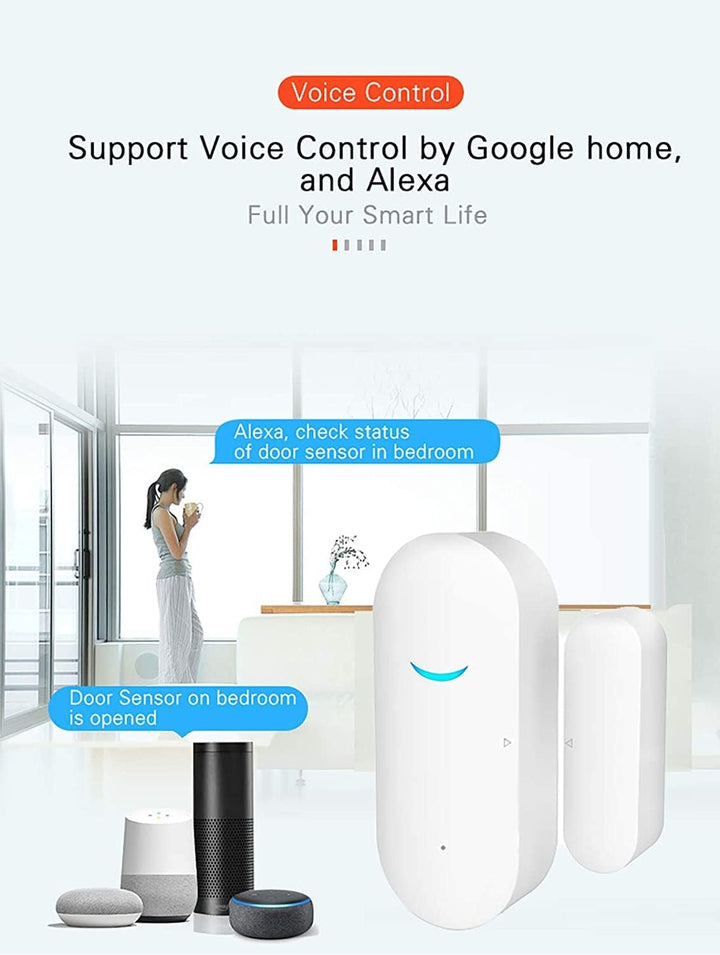 Tuya WiFi Door and Window Sensors, Smart Alarm with Free Notification App Control, Home Security Ala