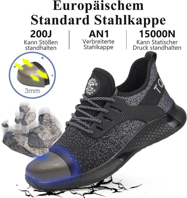 Sicherheitsschuhe Herren Damen Leicht Arbeitsschuhe Stahlkappe Sportlich Schutzschuhe Atmungsaktiv r