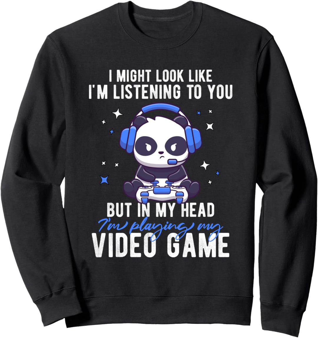 Ich sehe zwar so aus als würde ich - Lustiges Panda Gamer Sweatshirt