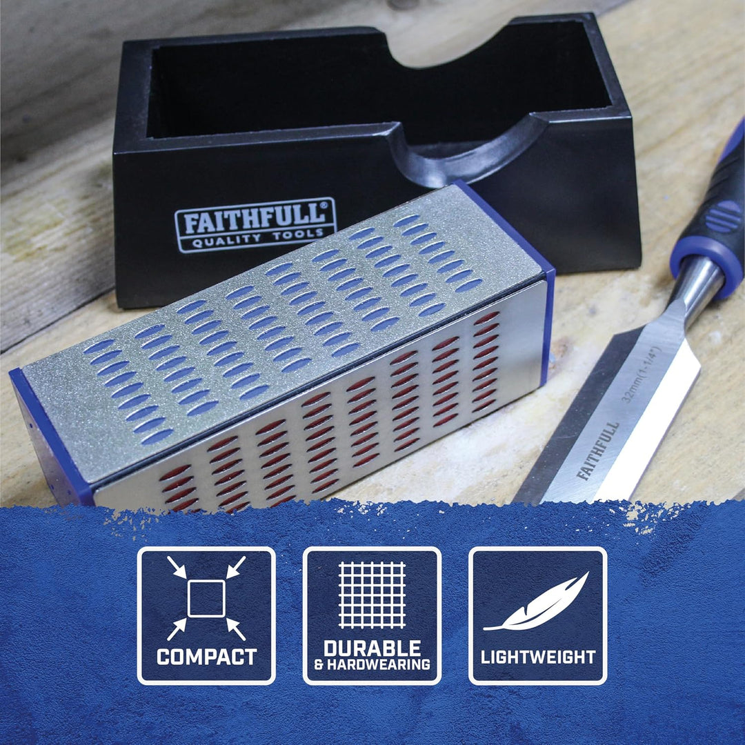 Faithfull DWQUAD Diamond Schleifstein, 4-seitig, FAIDWQUAD-TB, Multi 1 Originalverpackung