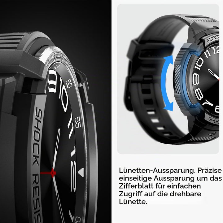 Spigen Rugged Armor Pro Hülle mit Armband Kompatibel mit Samsung Galaxy Watch 6 Classic 47mm 2023 -