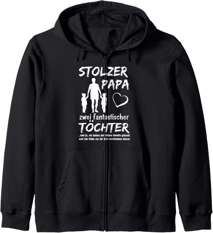 Stolzer Papa zwei Töchter - Mädchen Kapuzenjacke